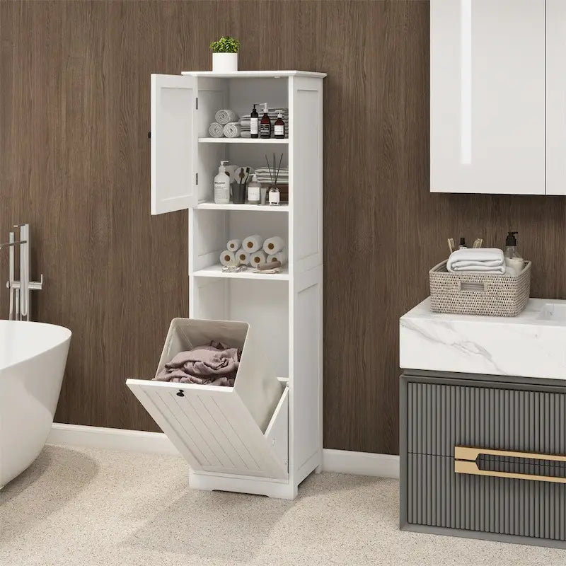 Meuble de tri de linge inclinable à une porte et un compartiment