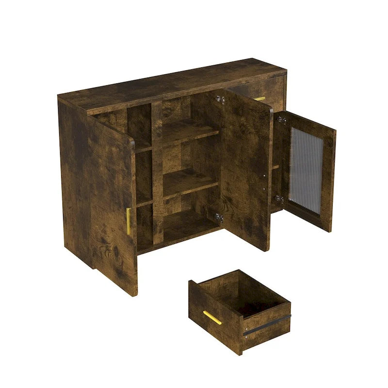 Buffet en bois moderne avec portes et tiroirs